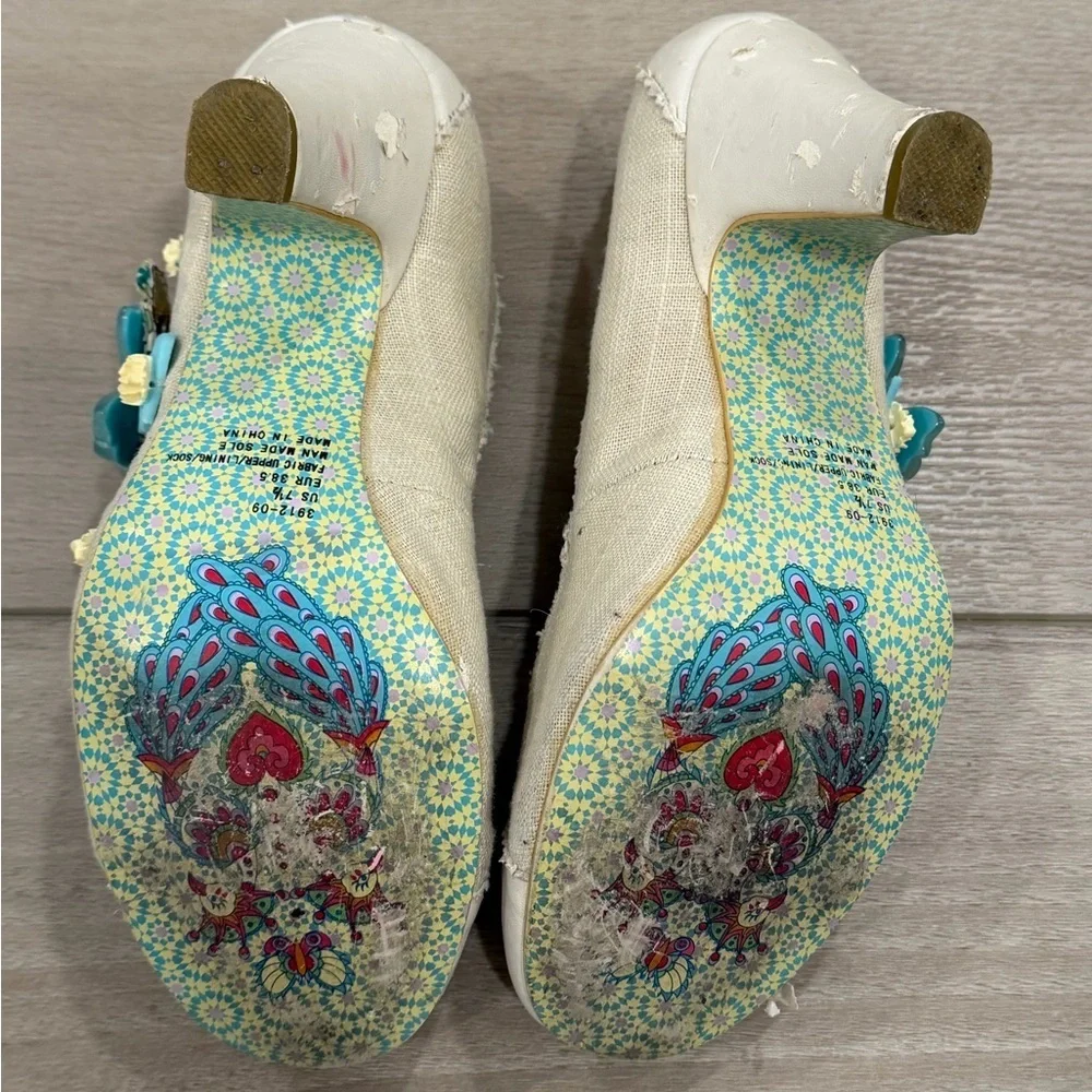 Irregular Choice Fresh Cut Grass Cream Heels TStrap 38.5 / 7.5